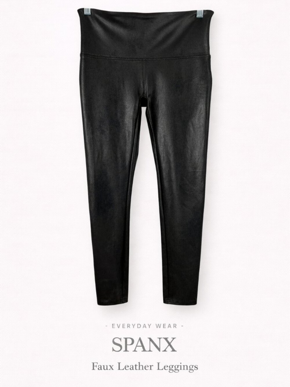 SPANX Faux Leather Leggings Black High Rise Shaping XL Stretch